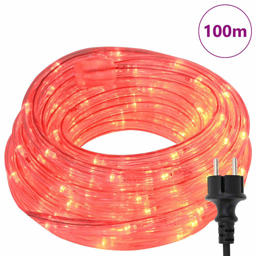 Lyskabel med 2400 LED Rød 100 m PVC