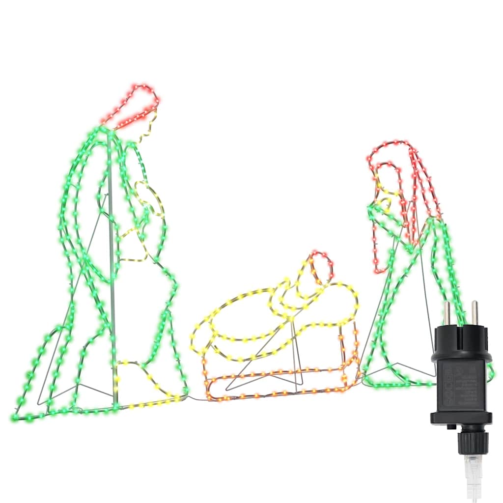 Belyst Nativitetsscene med 550 LED Flerfarget 112 x 71,5 cm PVC
