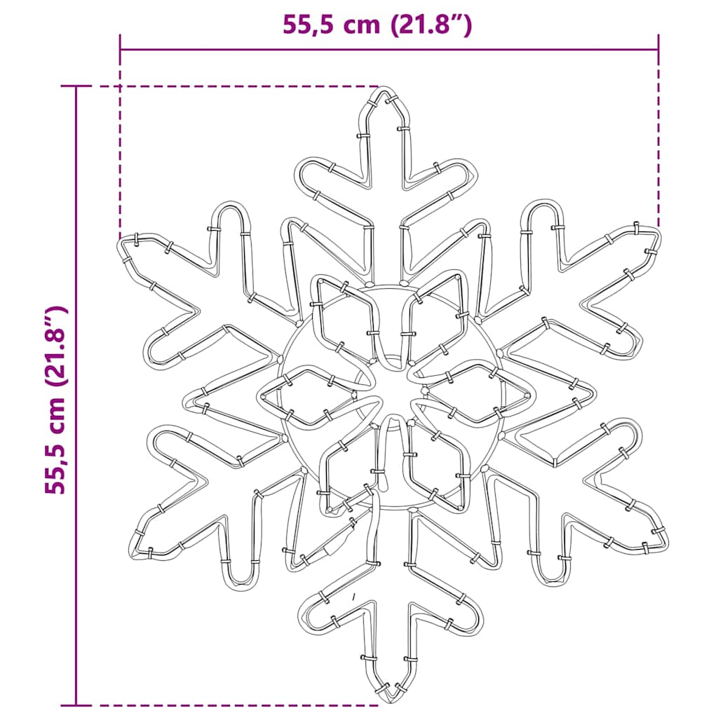 Jule Snøfnugg med 156 LED Blå 55,5 x 55,5 x 0,75 cm PVC