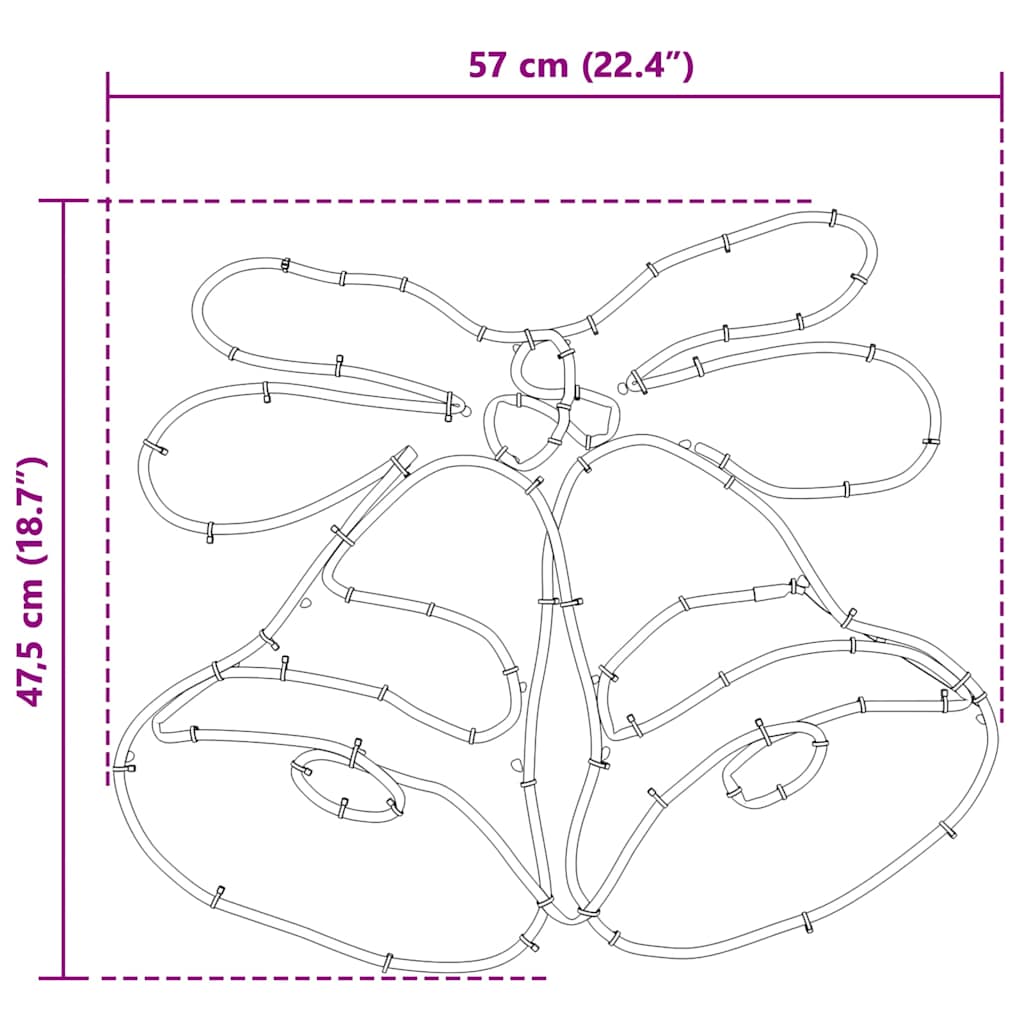 Juleklokke med 144 LED Flerfarget 56 x 46 cm PVC