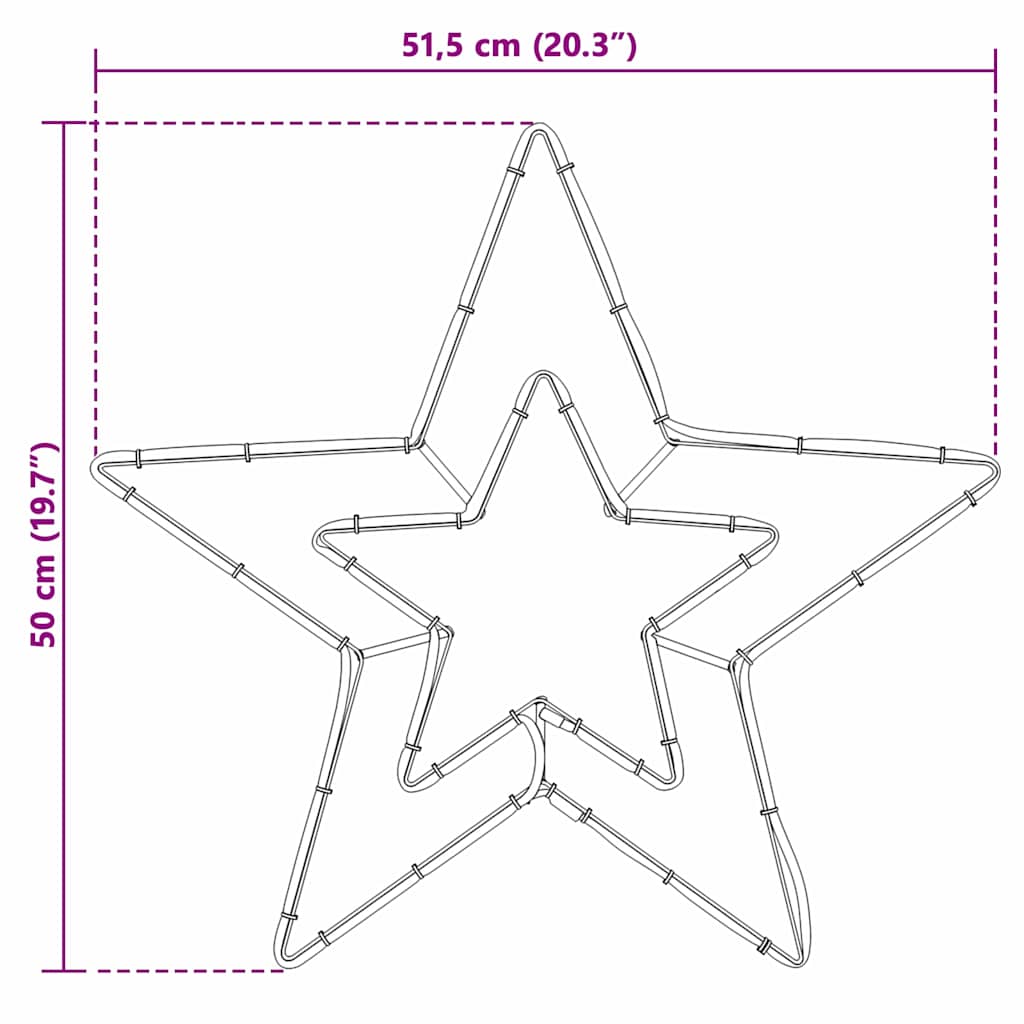 Juletre Stjerne med 72 LED Kald Hvit 51.5 x 50 x 0.65 cm Jern