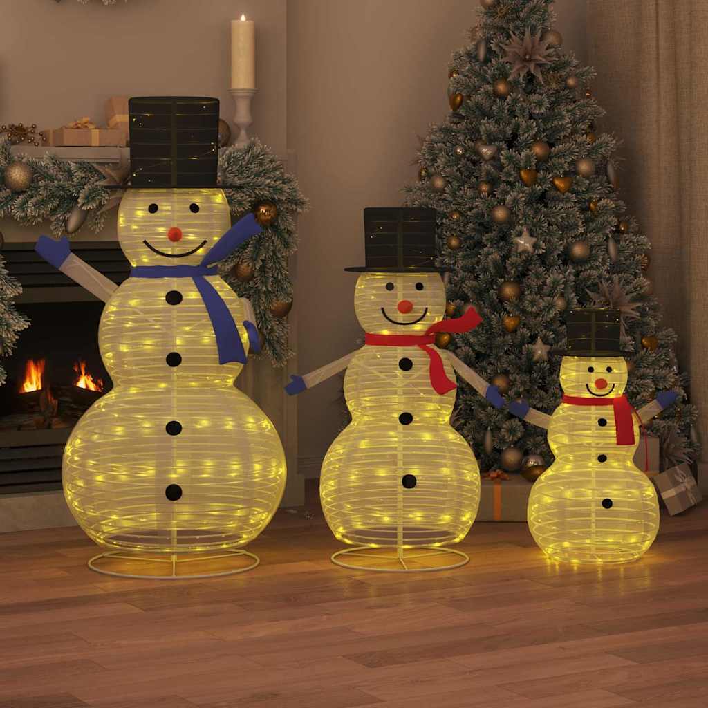 Jule Snømann Familie med 270 LED 3 pcs Varmhvit stoff