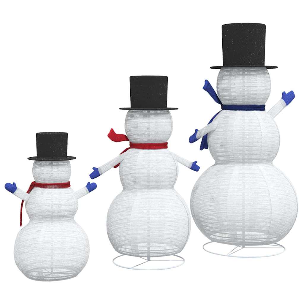 Jule Snømann Familie med 270 LED 3 pcs Varmhvit stoff