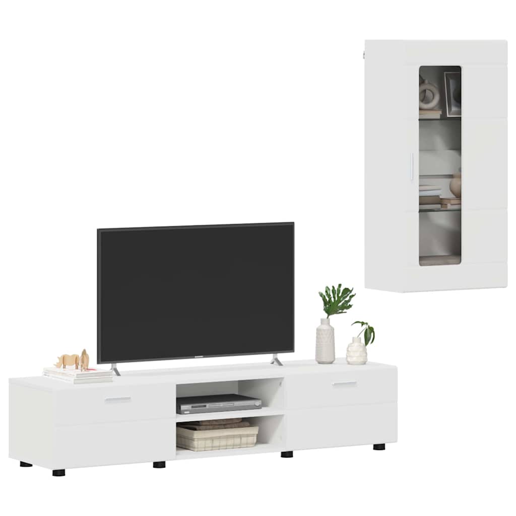 TV-benksett med skuff med dør FLORIN 3 pcs Hvit Konstruert tre