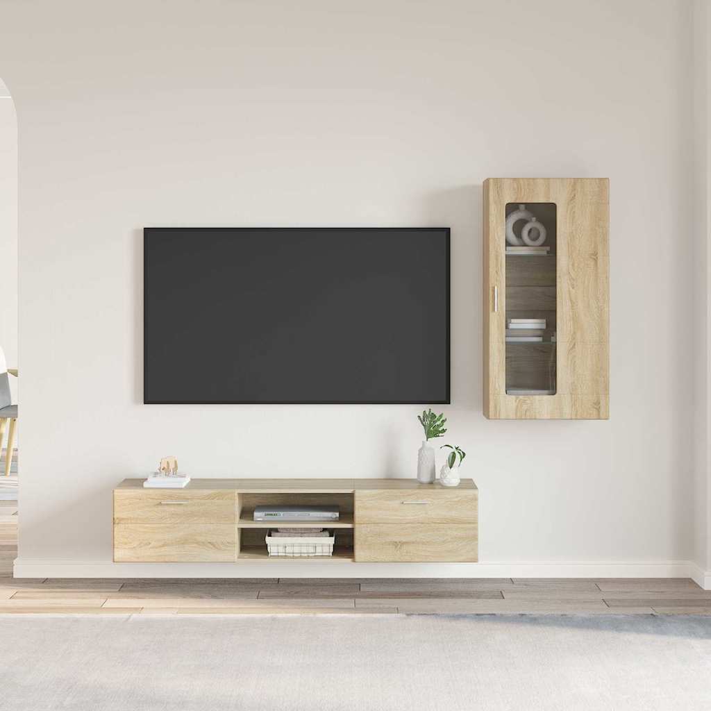 TV-benksett med skuff FLORIN 3 pcs Sonoma eik Konstruert tre