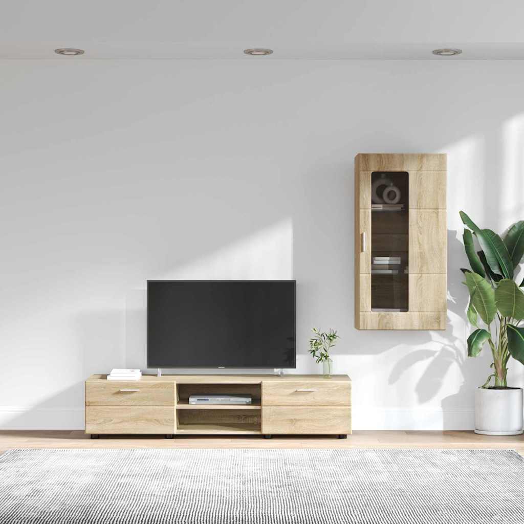 TV-benksett med skuff FLORIN 3 pcs Sonoma eik Konstruert tre