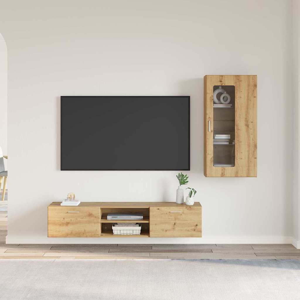 TV-benksett med skuff FLORIN 3 pcs Artisan Eik Konstruert tre