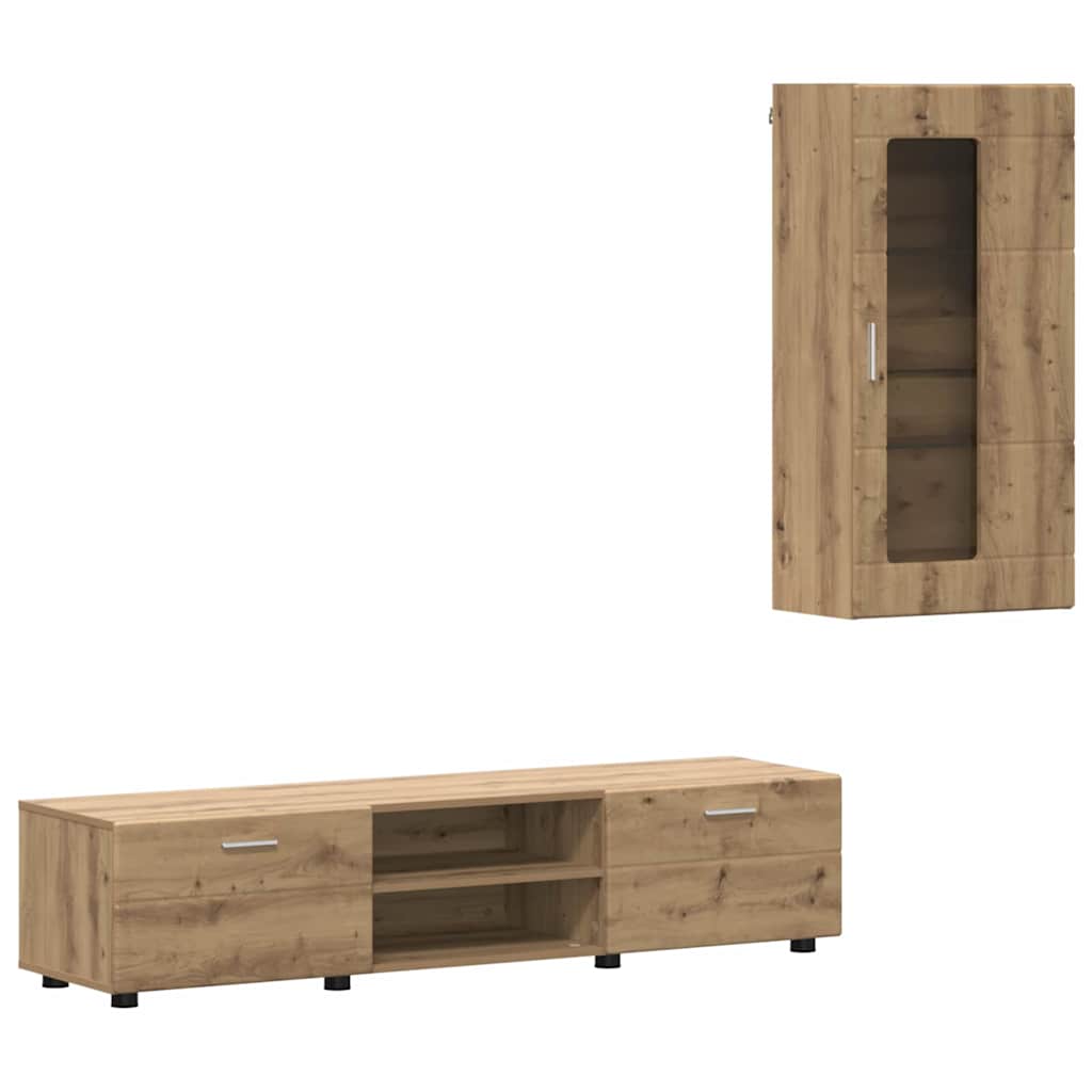 TV-benksett med skuff FLORIN 3 pcs Artisan Eik Konstruert tre