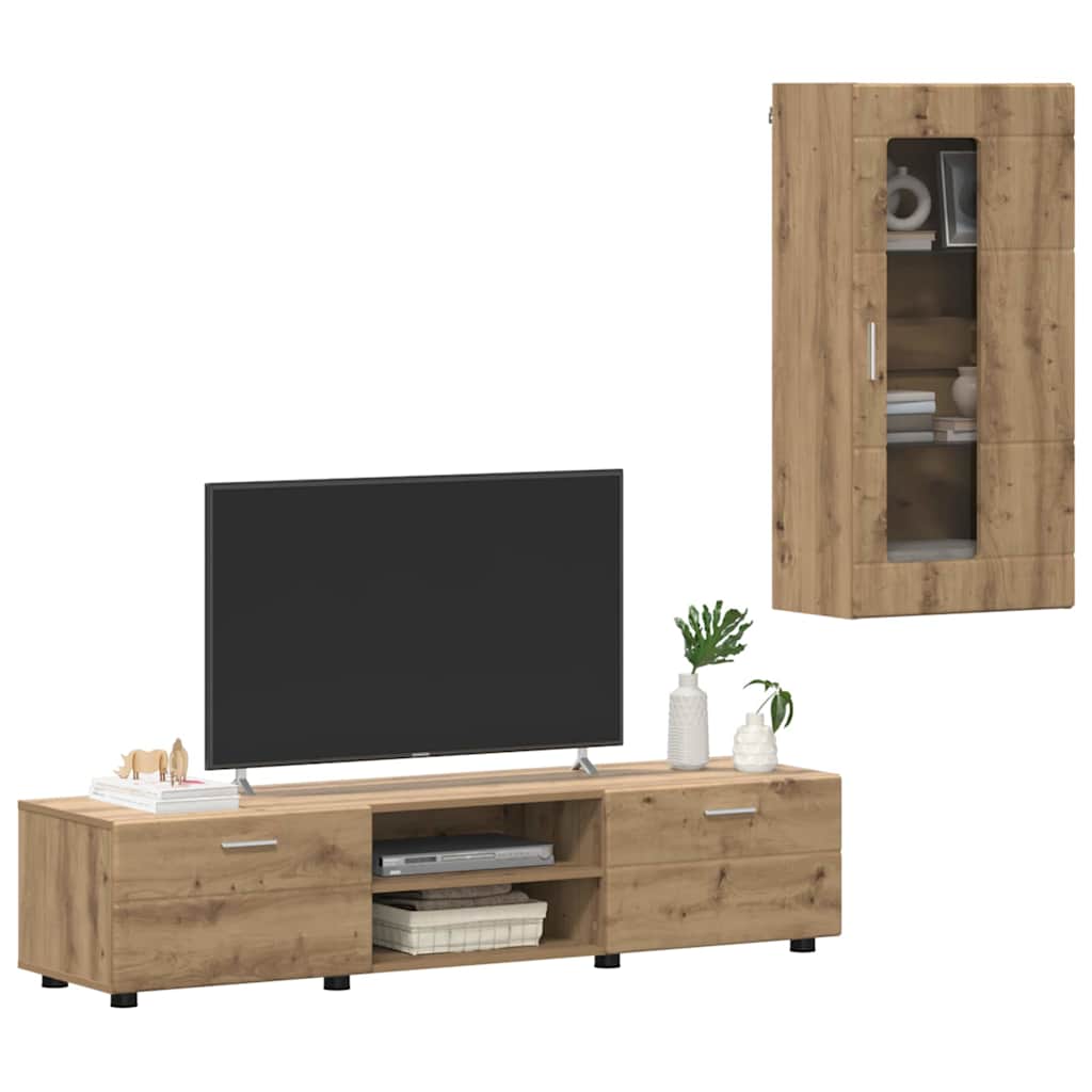 TV-benksett med skuff FLORIN 3 pcs Artisan Eik Konstruert tre