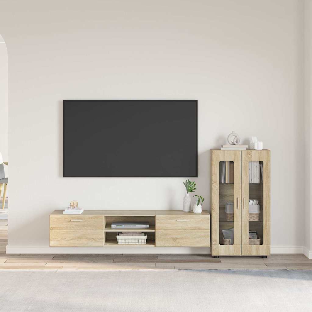 TV-benksett med skuff FLORIN 3 pcs Sonoma eik Konstruert tre