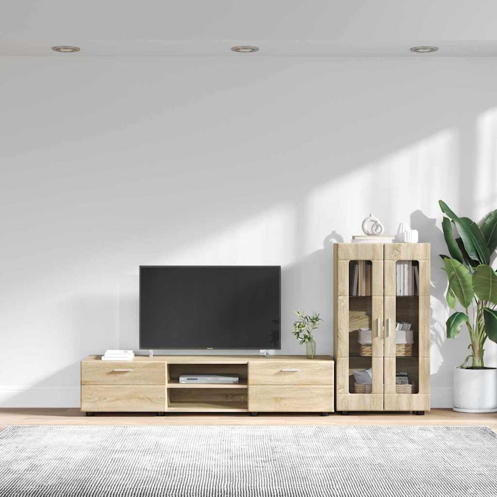 TV-benksett med skuff FLORIN 3 pcs Sonoma eik Konstruert tre