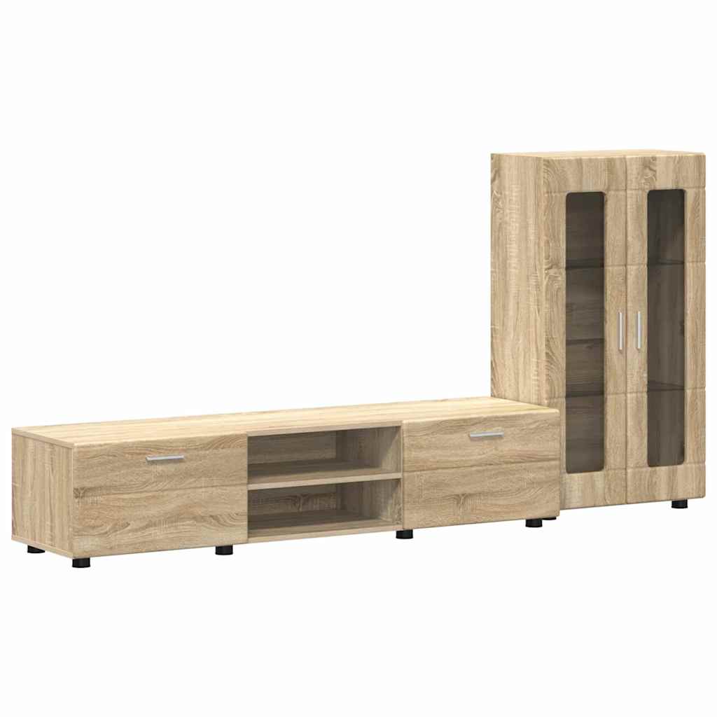 TV-benksett med skuff FLORIN 3 pcs Sonoma eik Konstruert tre