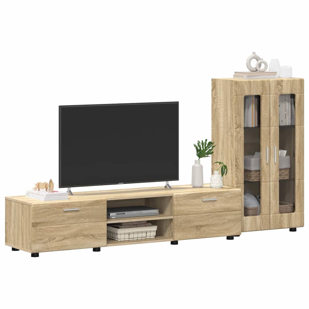 TV-benksett med skuff FLORIN 3 pcs Sonoma eik Konstruert tre