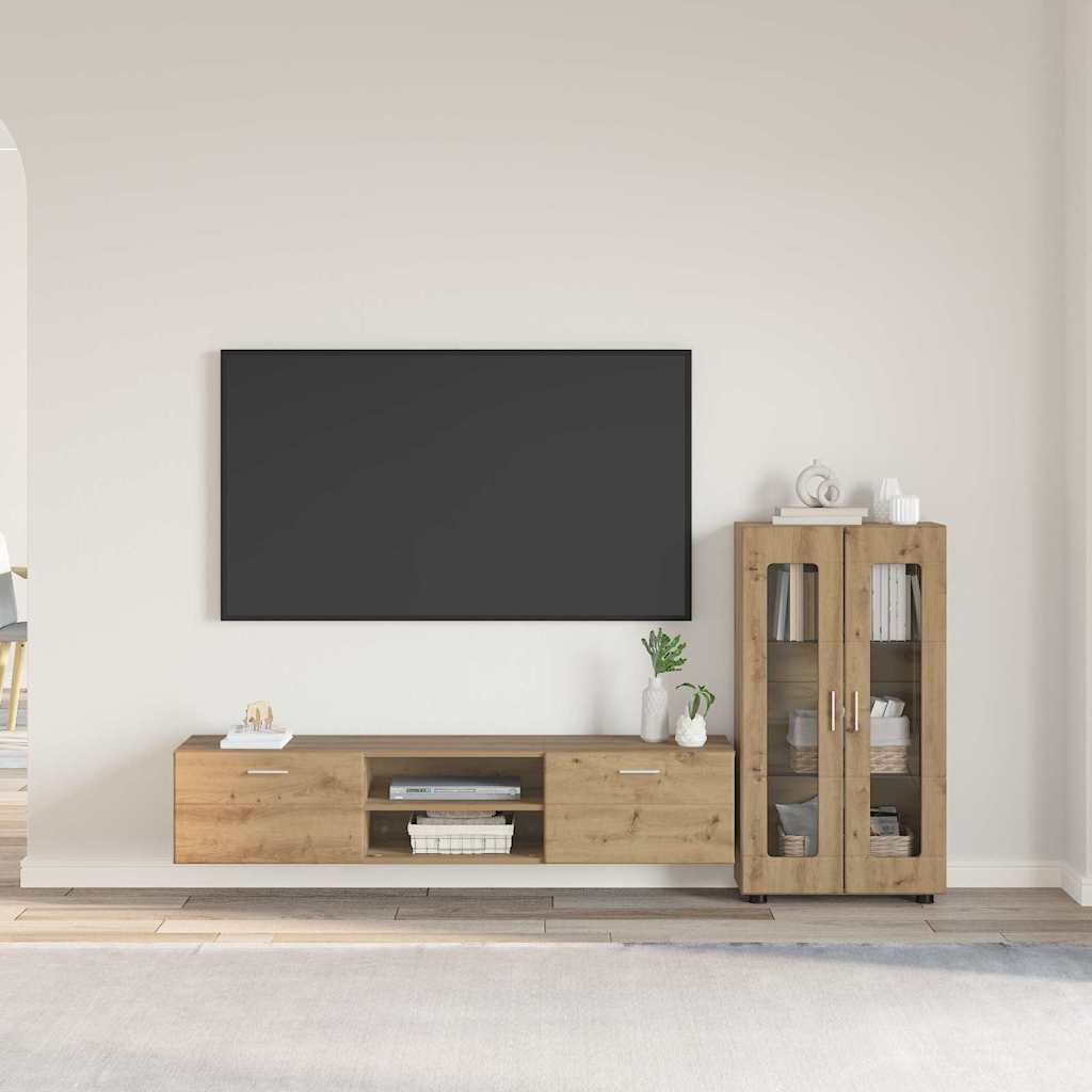 TV-benksett FLORIN 3 pcs Artisan Eik Konstruert tre