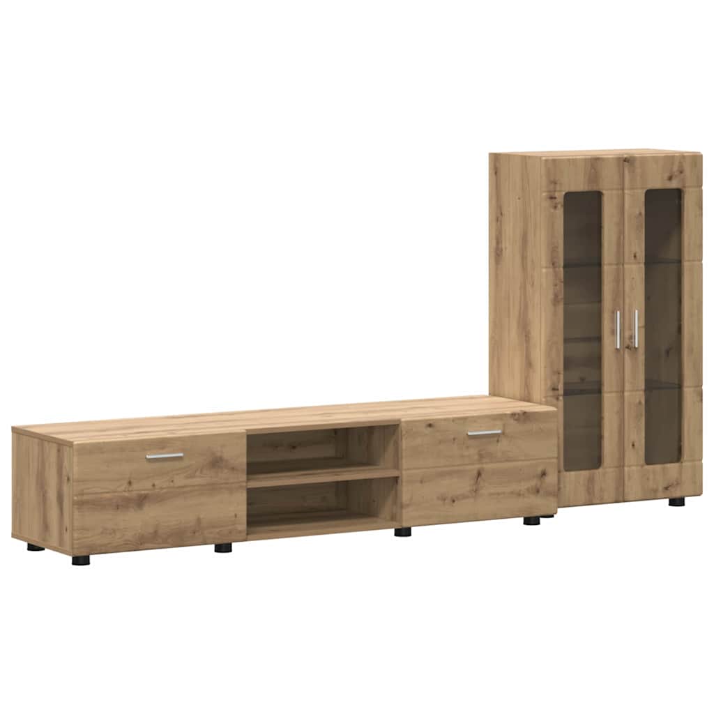 TV-benksett FLORIN 3 pcs Artisan Eik Konstruert tre