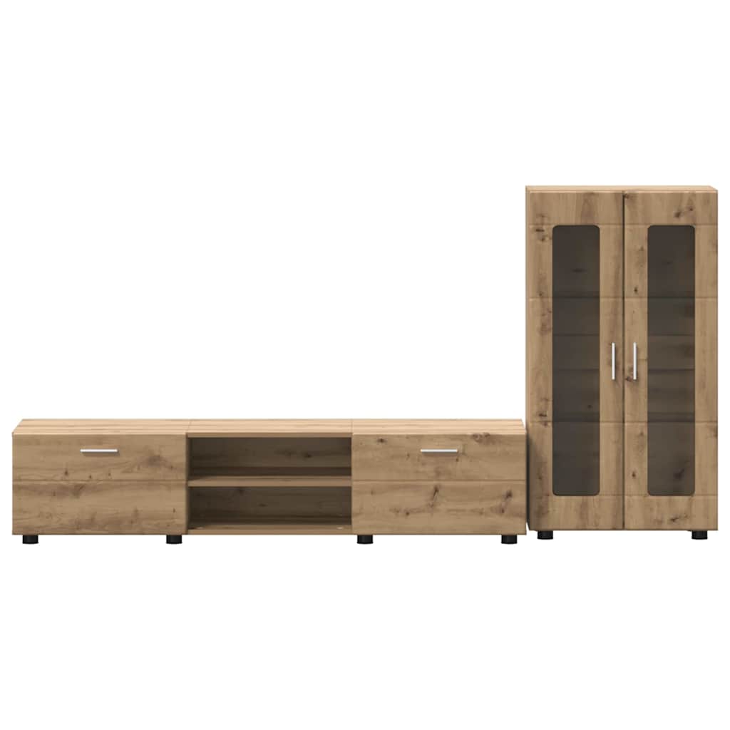 TV-benksett FLORIN 3 pcs Artisan Eik Konstruert tre