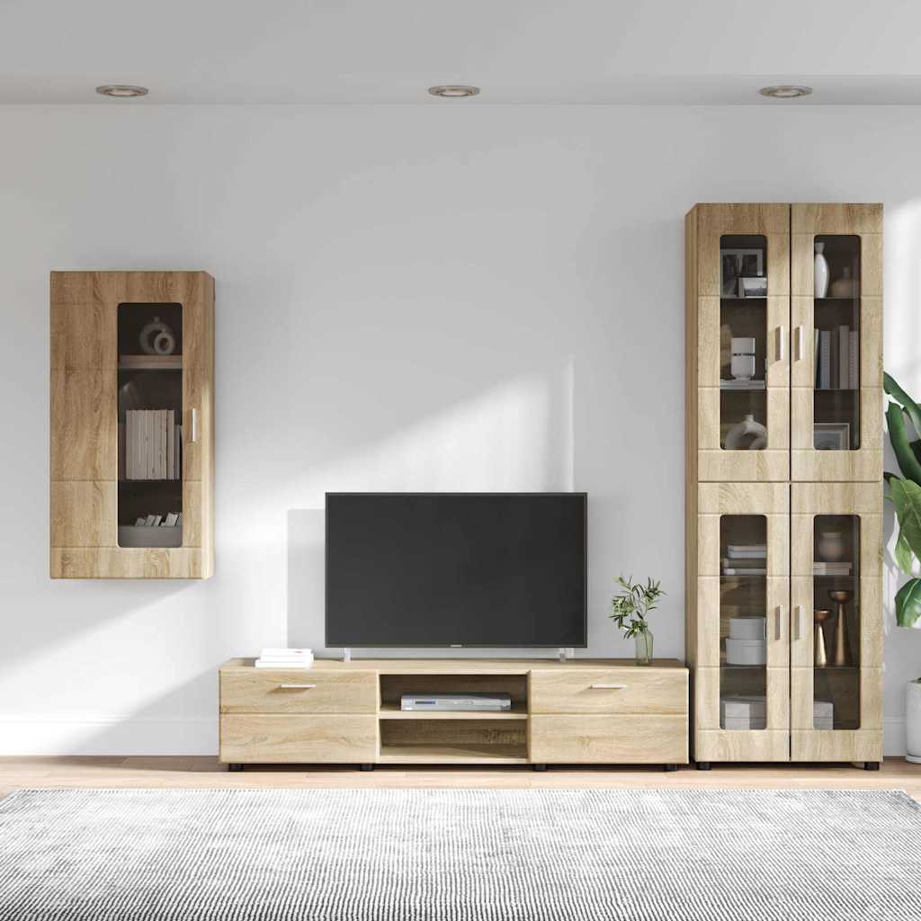 TV-benksett med skuff FLORIN 3 pcs Sonoma eik Konstruert tre