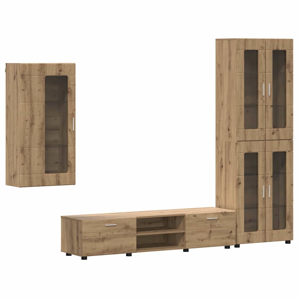 TV-benksett FLORIN 3 stk. Artisan Eik Konstruert tre