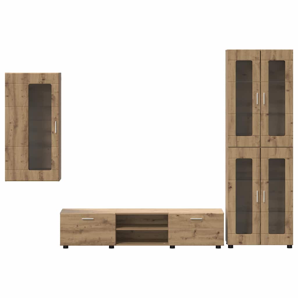 TV-benksett FLORIN 3 stk. Artisan Eik Konstruert tre