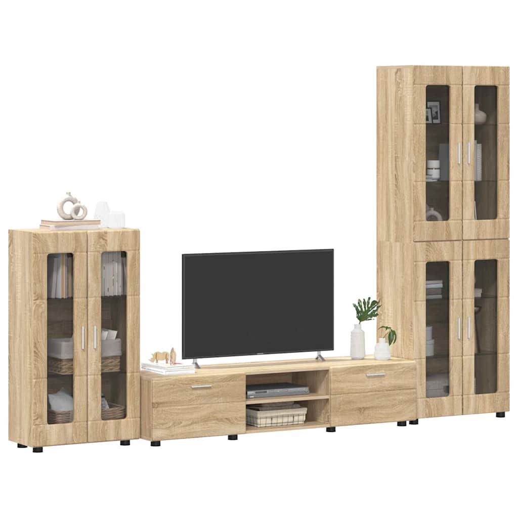 TV-benksett med skuff FLORIN 3 pcs Sonoma eik Konstruert tre