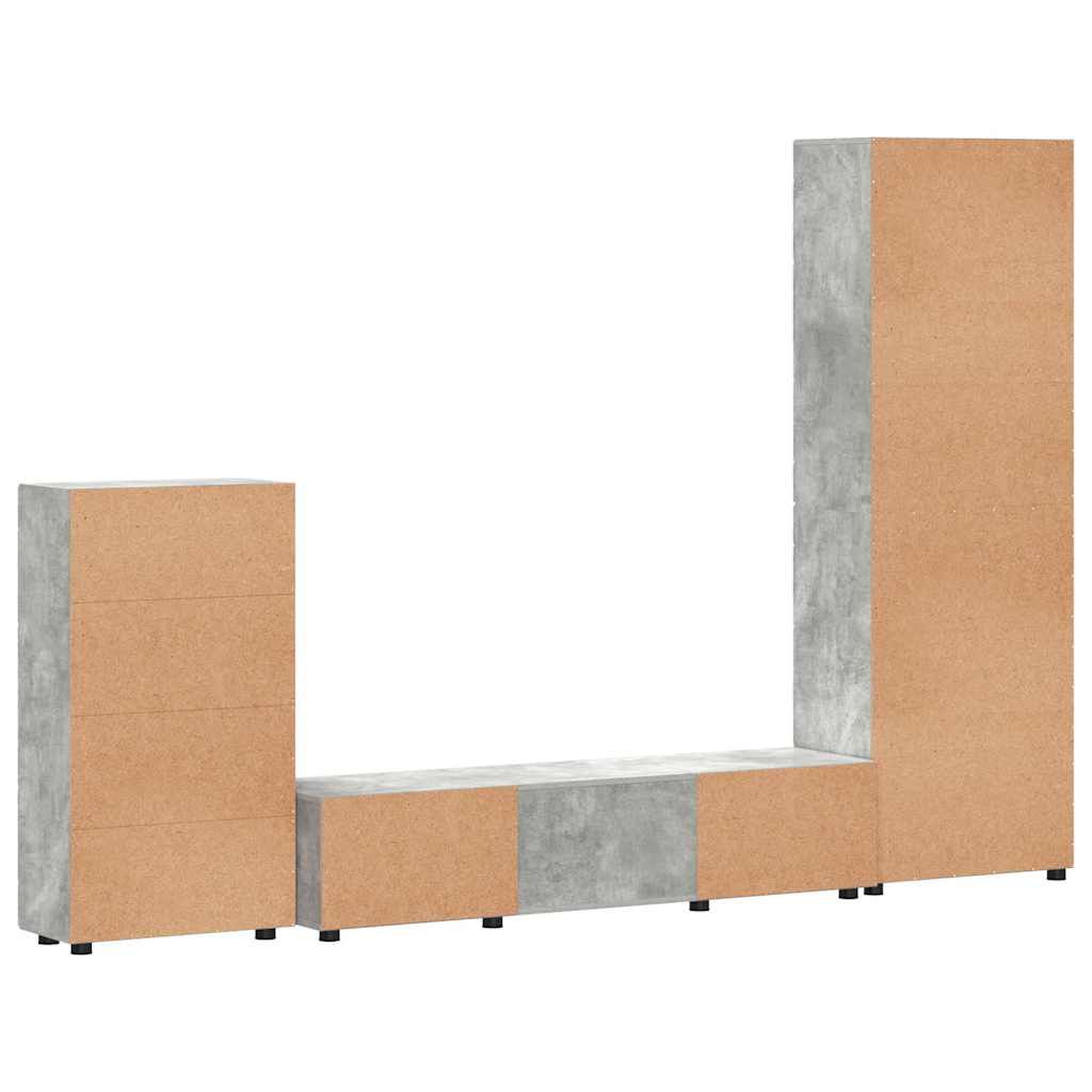 TV-benksett med skuff FLORIN 3 pcs Betonggrå Konstruert tre