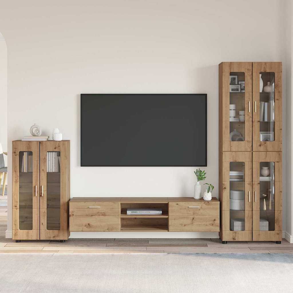 TV-benksett med skuff FLORIN 3 pcs Artisan Eik Konstruert tre