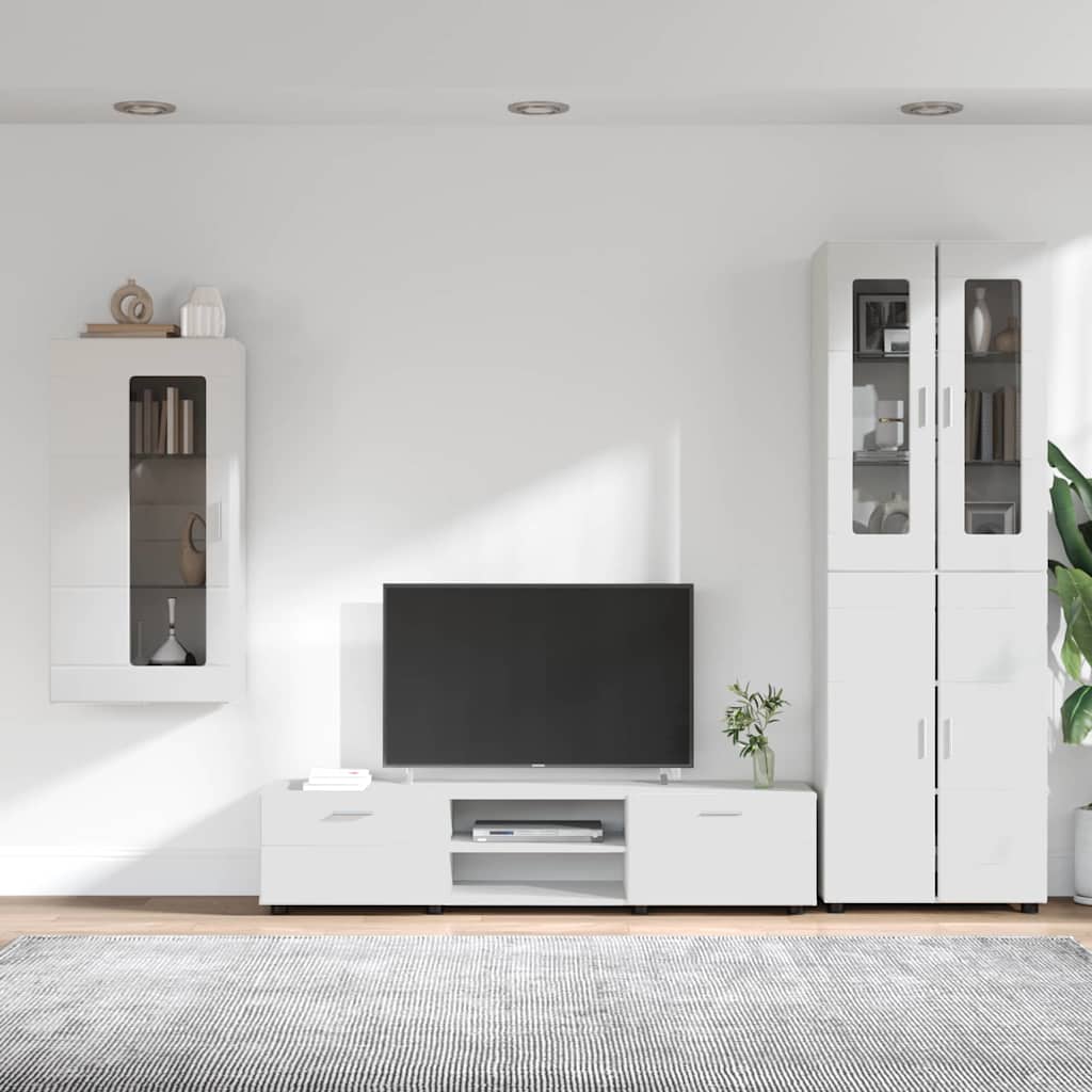 TV-benksett med skuff med dør FLORIN 3 pcs Hvit Konstruert tre