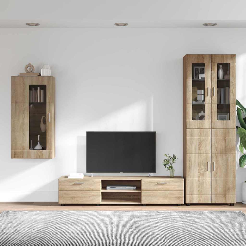 TV-benksett med skuff FLORIN 3 pcs Sonoma eik Konstruert tre