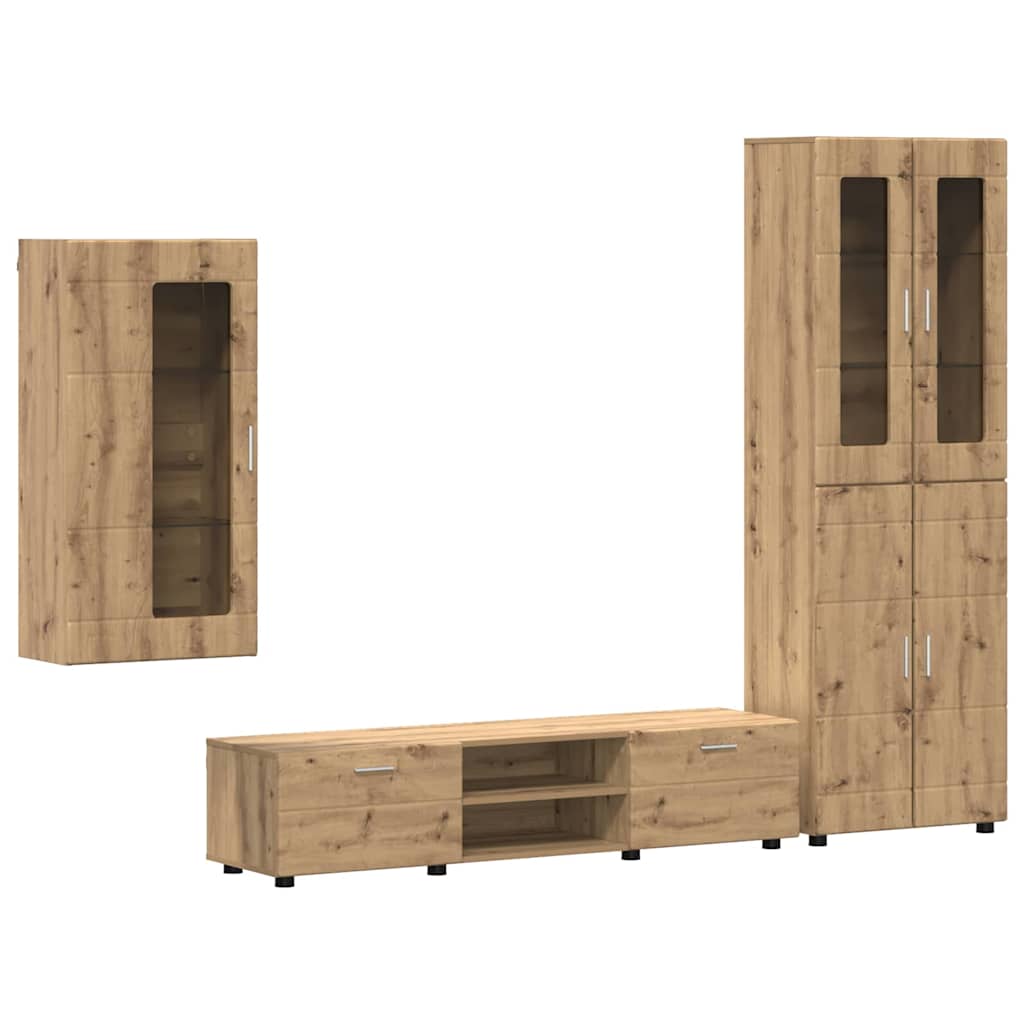 TV-benksett med skuff FLORIN 3 pcs Artisan Eik Konstruert tre