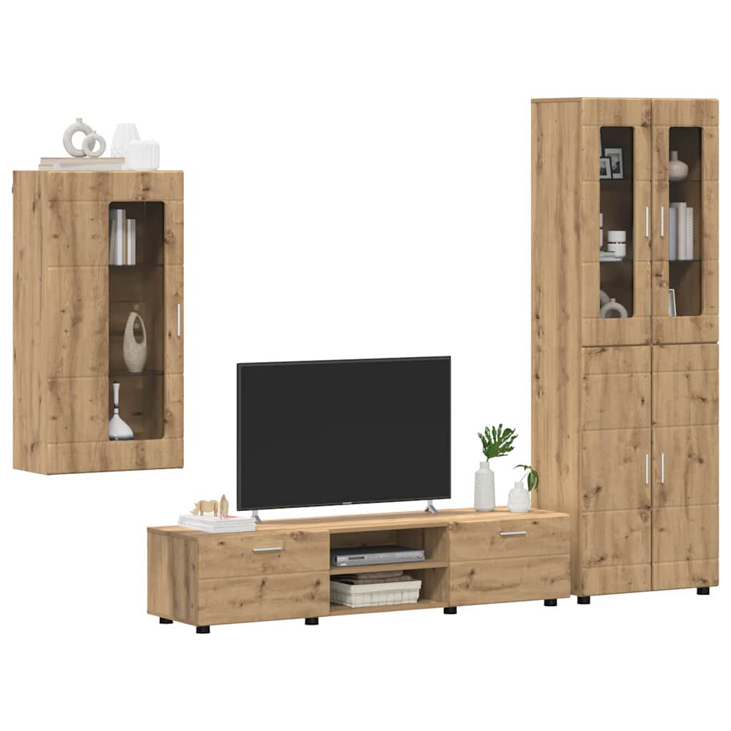 TV-benksett med skuff FLORIN 3 pcs Artisan Eik Konstruert tre