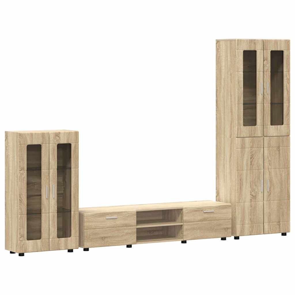 TV-benksett med skuff FLORIN 3 pcs Sonoma eik Konstruert tre