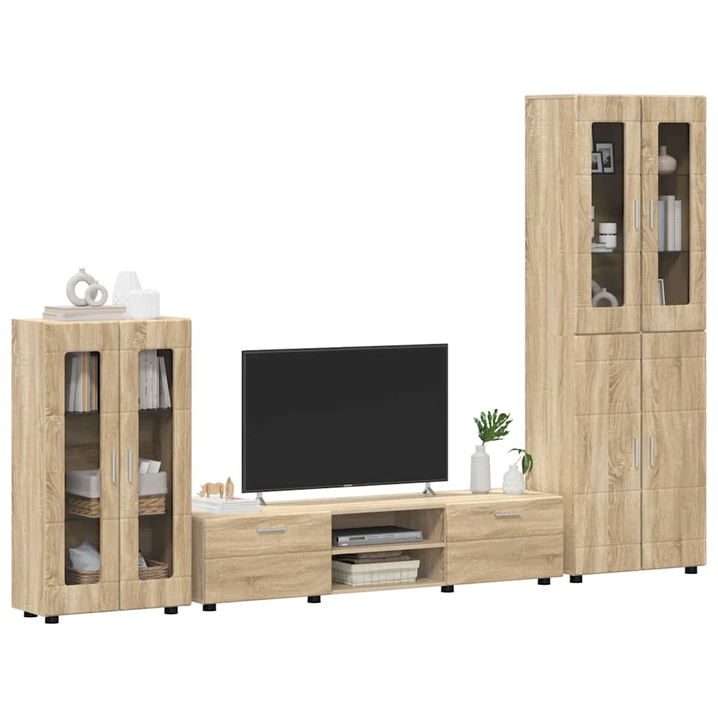 TV-benksett med skuff FLORIN 3 pcs Sonoma eik Konstruert tre