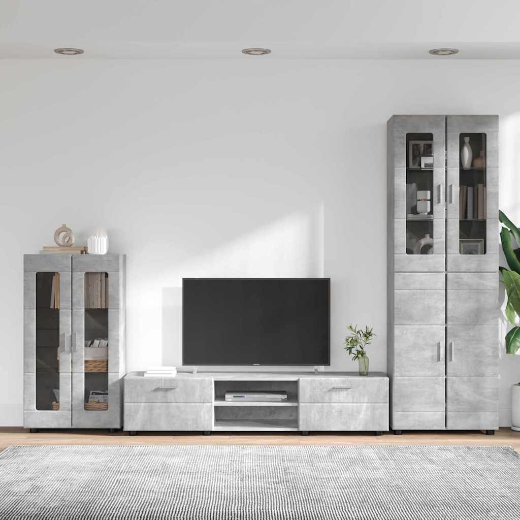 TV-benksett med skuff FLORIN 3 pcs Betonggrå Konstruert tre