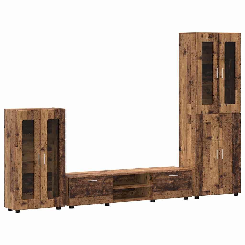 TV-benksett med skuff FLORIN 3 pcs Gammelt tre Konstruert tre