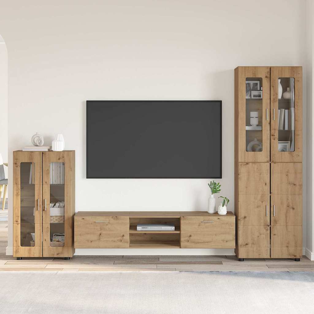 TV-benksett FLORIN 3 stk. Artisan Eik Konstruert tre