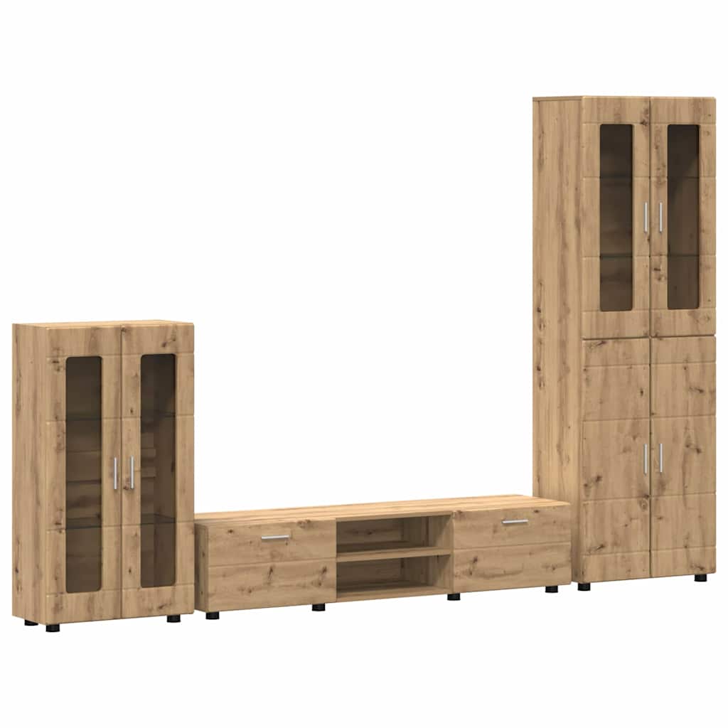 TV-benksett FLORIN 3 stk. Artisan Eik Konstruert tre