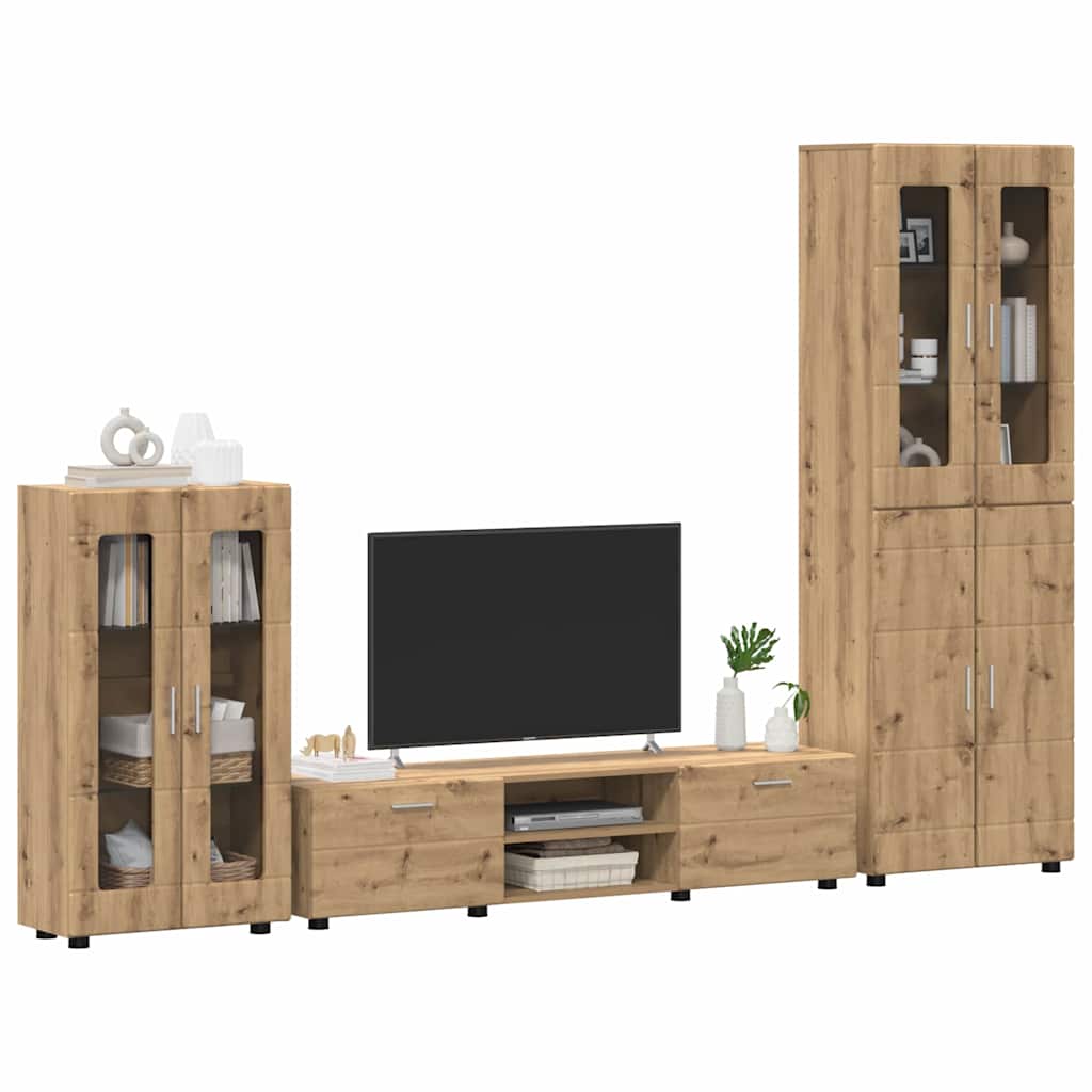 TV-benksett FLORIN 3 stk. Artisan Eik Konstruert tre