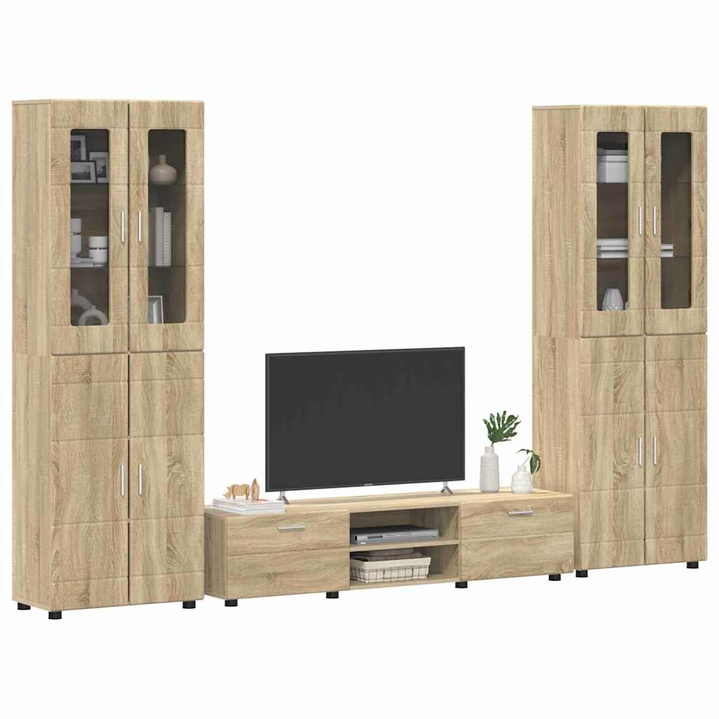 TV-benksett med skuff FLORIN 3 pcs Sonoma eik Konstruert tre