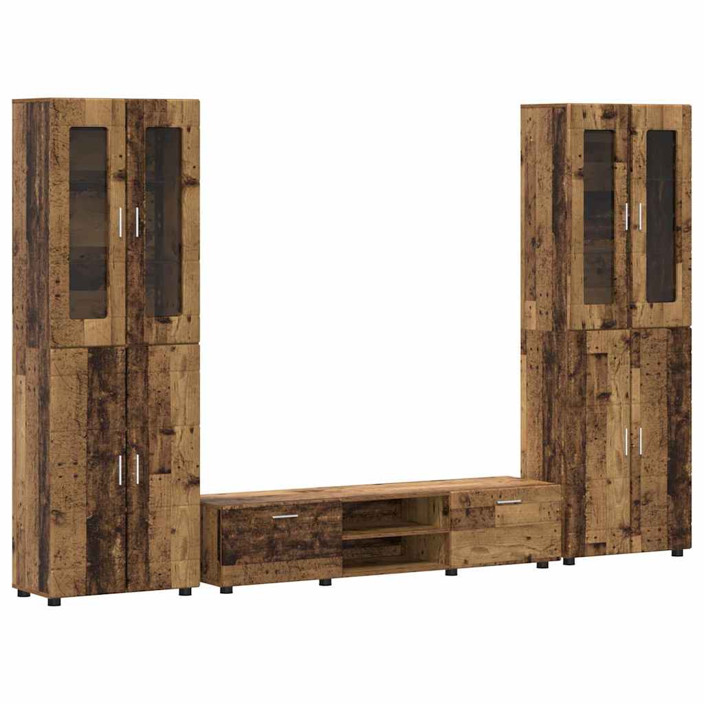 TV-benksett med skuff FLORIN 3 pcs Gammelt tre Konstruert tre