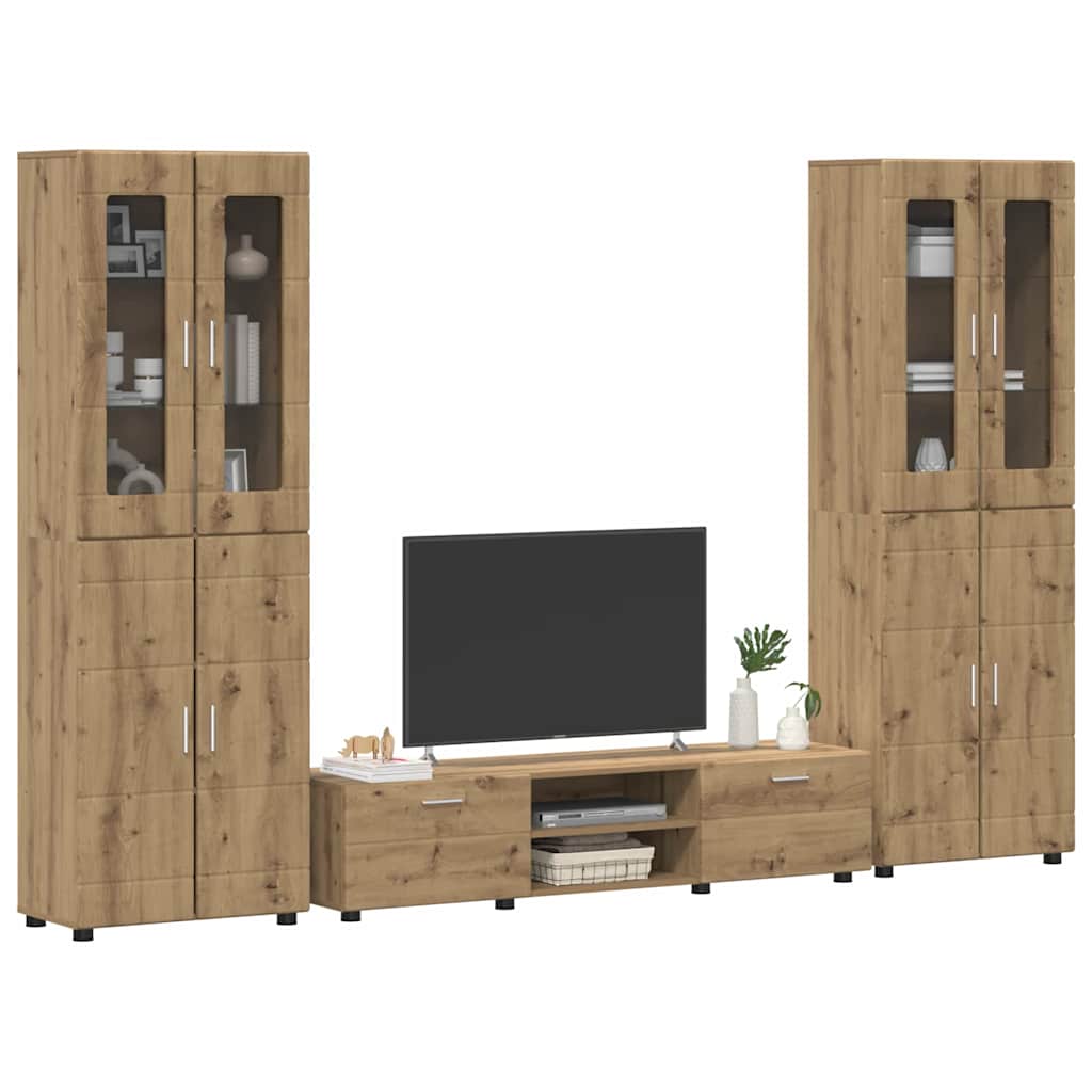 TV-benksett FLORIN 3 stk. Artisan Eik Konstruert tre