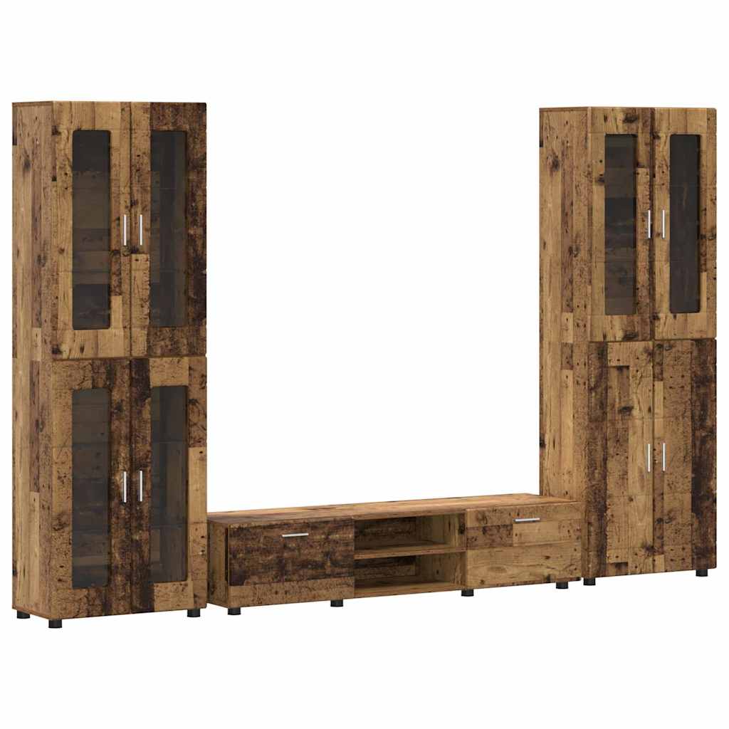 TV-benksett med skuff FLORIN 3 pcs Gammelt tre Konstruert tre