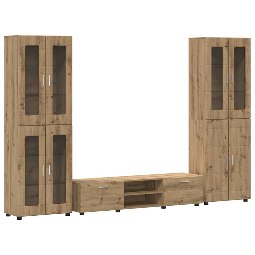 TV-benksett FLORIN 3 stk. Artisan Eik Konstruert tre