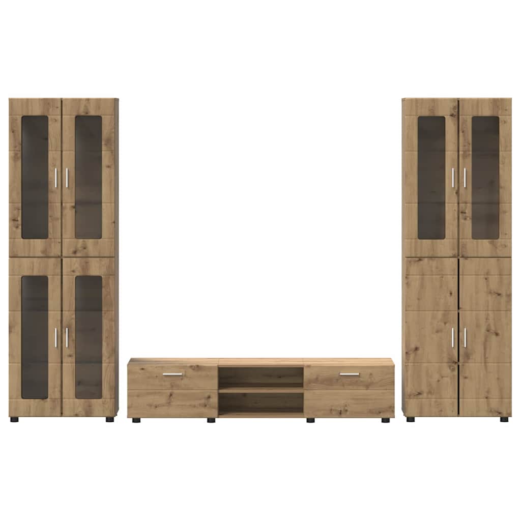 TV-benksett FLORIN 3 stk. Artisan Eik Konstruert tre