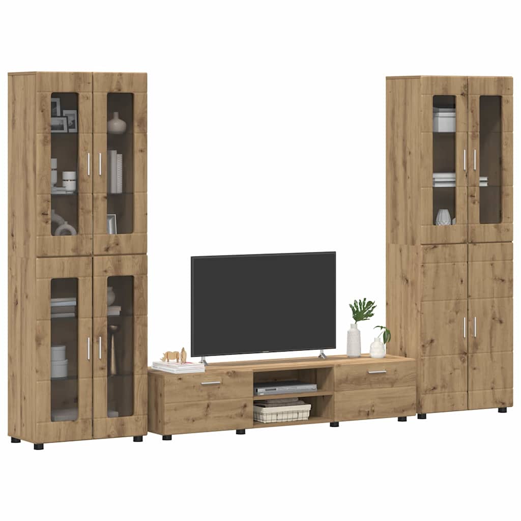 TV-benksett FLORIN 3 stk. Artisan Eik Konstruert tre