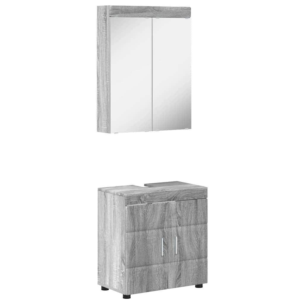 Baderomsinnredningssett TULUM 2 pcs Grå Sonoma 60 x 34 x 63 cm
