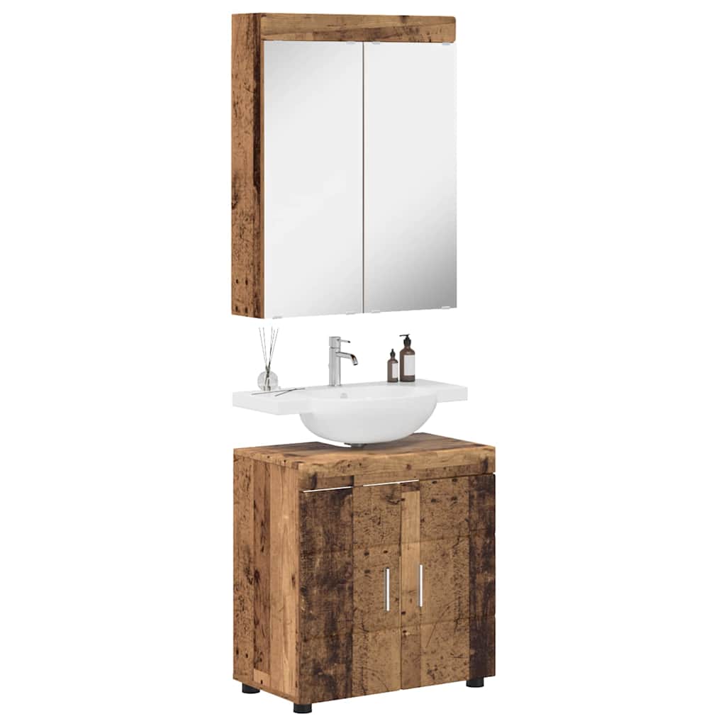 Baderomsinnredningssett TULUM 2 pcs Gammelt tre 60 x 34 x 63 cm