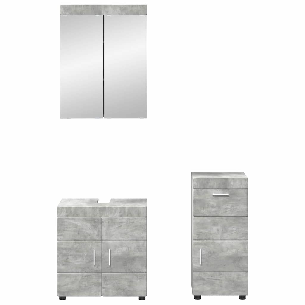 Baderomsinnredningssett TULUM 3 pcs Betonggrå 60 x 34 x 63 cm
