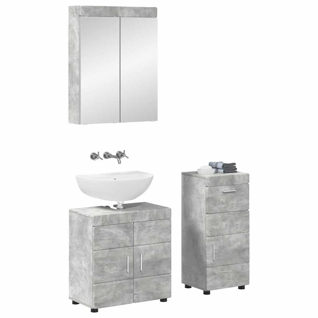Baderomsinnredningssett TULUM 3 pcs Betonggrå 60 x 34 x 63 cm