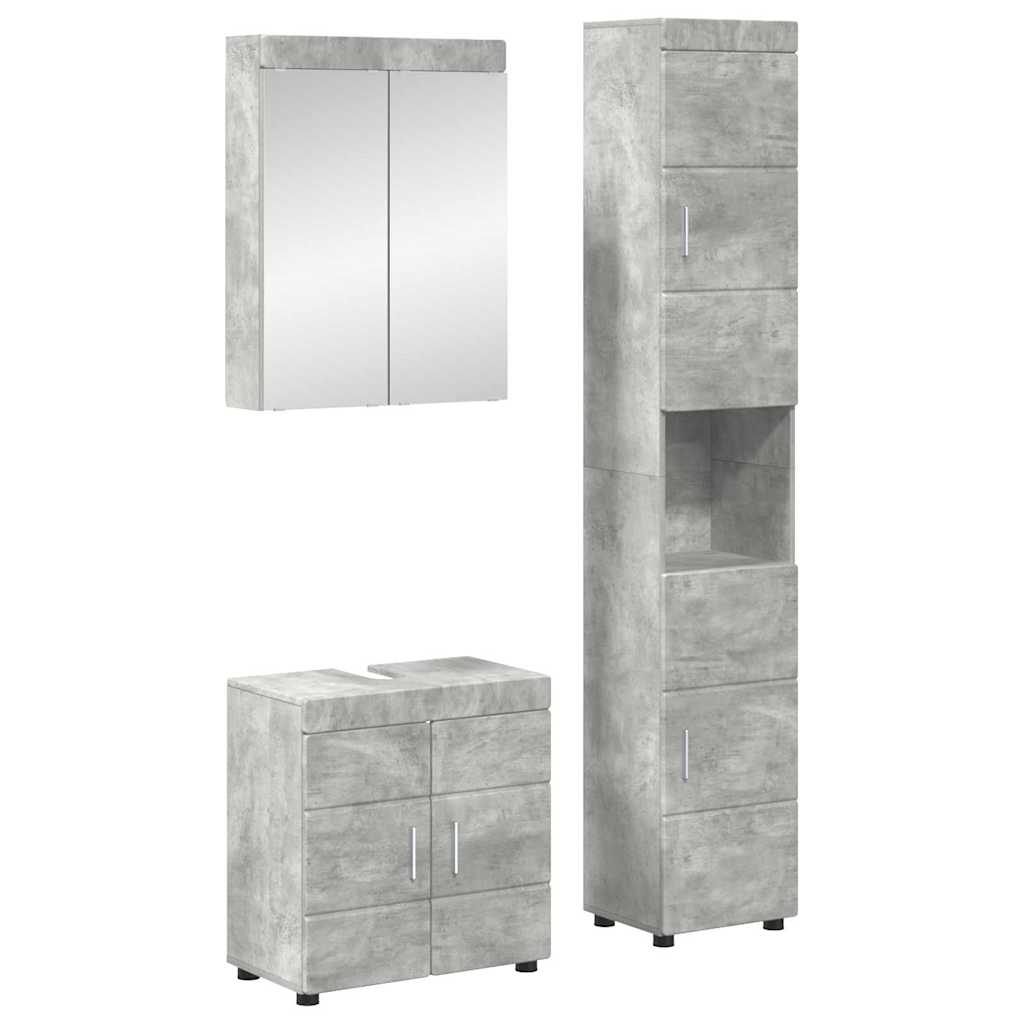 Baderomsinnredningssett TULUM 3 pcs Betonggrå 60 x 34 x 63 cm
