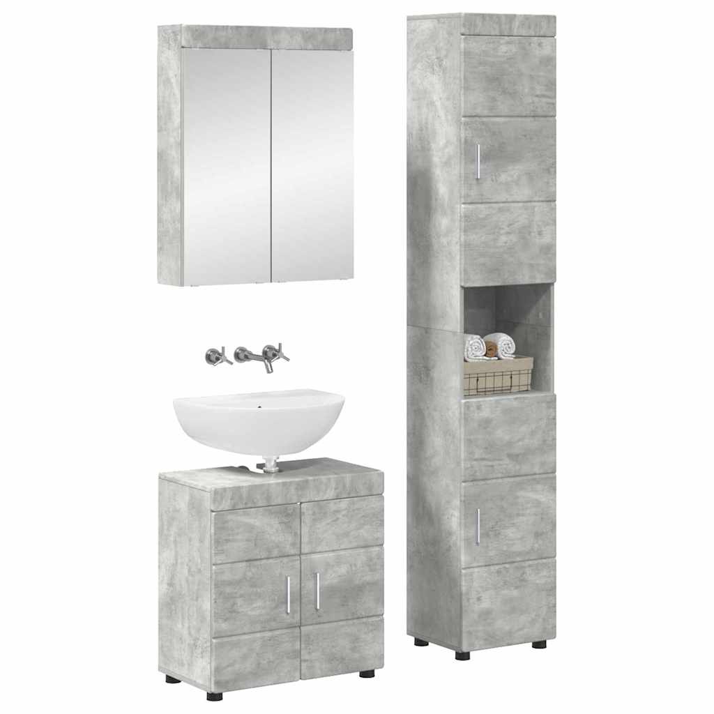 Baderomsinnredningssett TULUM 3 pcs Betonggrå 60 x 34 x 63 cm